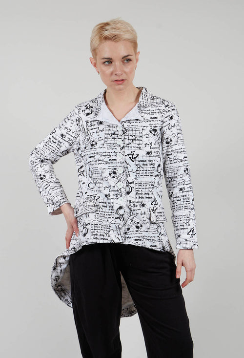 Hi Lo Jacket in white with Black Seregraphy