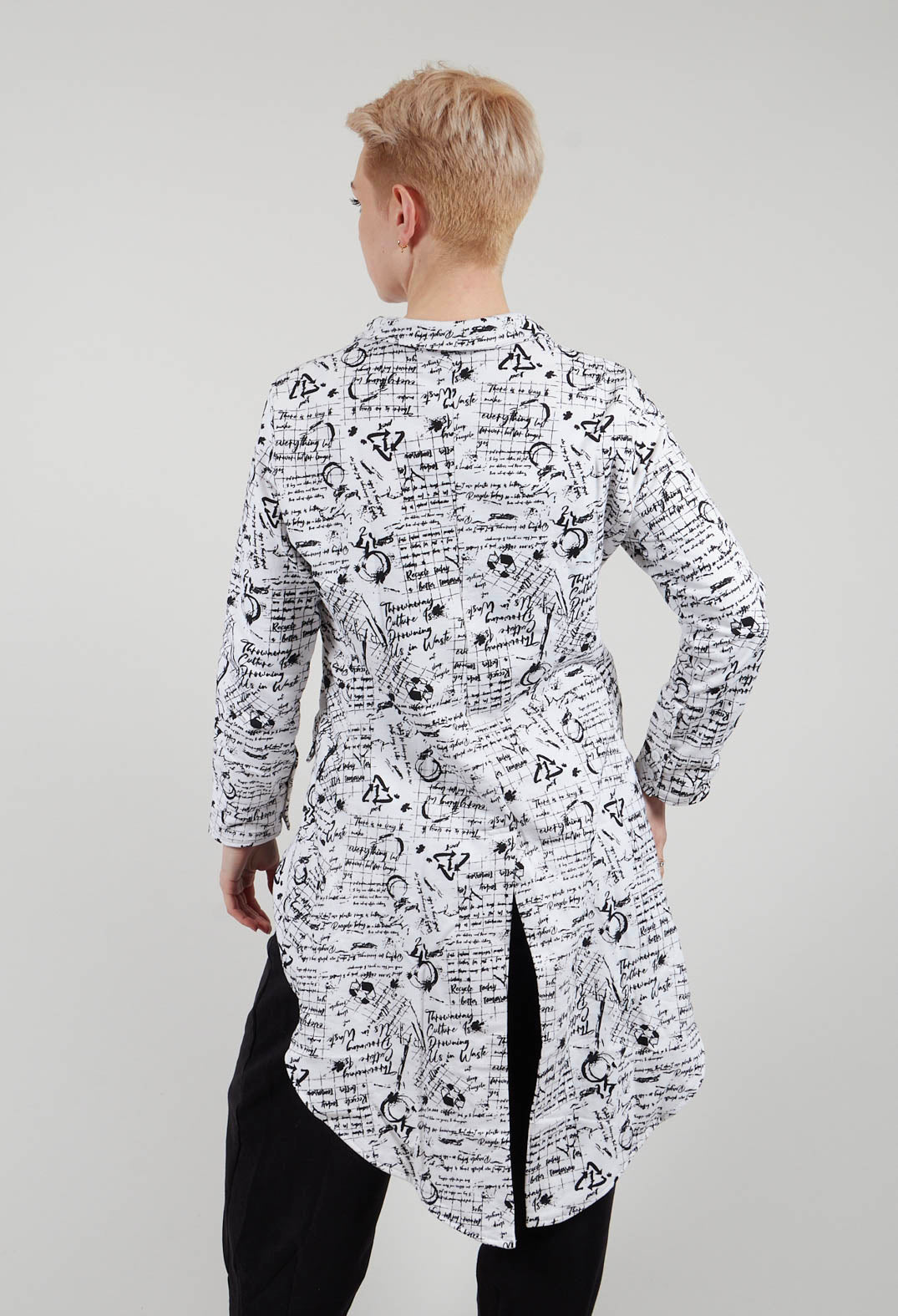 Hi Lo Jacket in white with Black Seregraphy