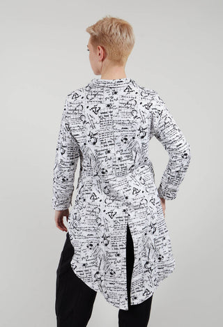 Hi Lo Jacket in white with Black Seregraphy