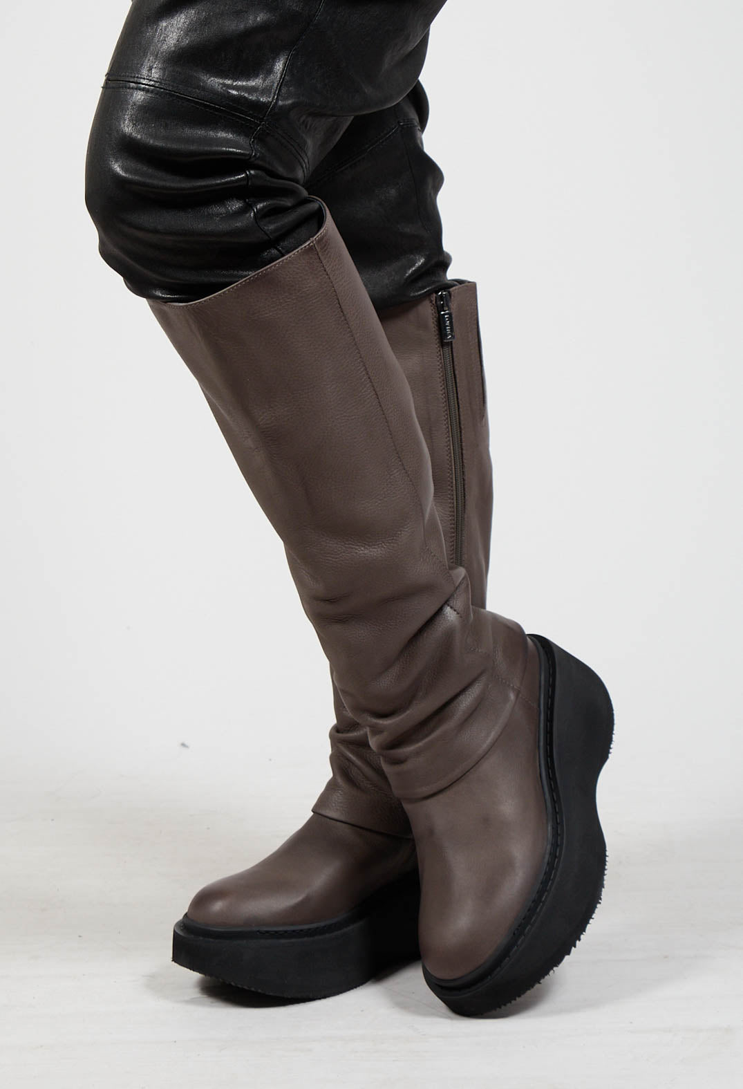Platform Boot Bottom View High Boots with Platform Sole in Gasoline Underground – Olivia May