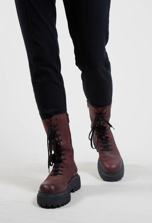 High Lace Up Boots in Gasoline Melanzana