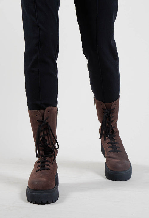 High Lace Up Boots in London Smog