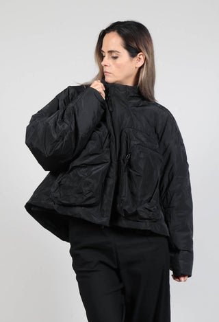 High Neck Bomber Jacket in Black
