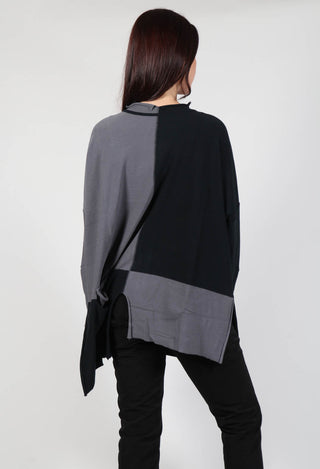 High Neck Jumper in Black Grey Check