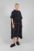 High Neck Midi Dress in Black/Beige Print