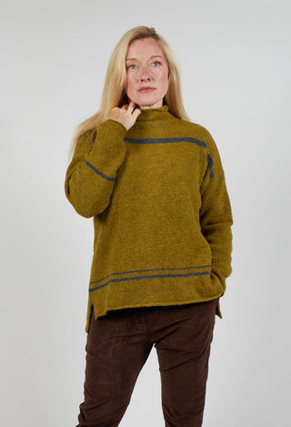 High Neck Stripe Jumper in Cedro