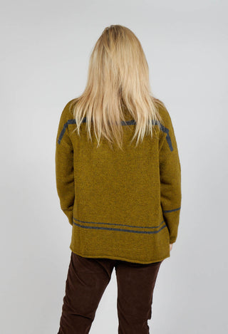 High Neck Stripe Jumper in Cedro