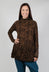 High Neck Top with Bubble Hem in Bronze Faux Print