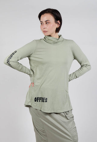 High Neck Top with Placed Print in Defender Shiny Print