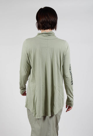 High Neck Top with Placed Print in Defender Shiny Print