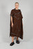 High Neckline Dress in Brown Print
