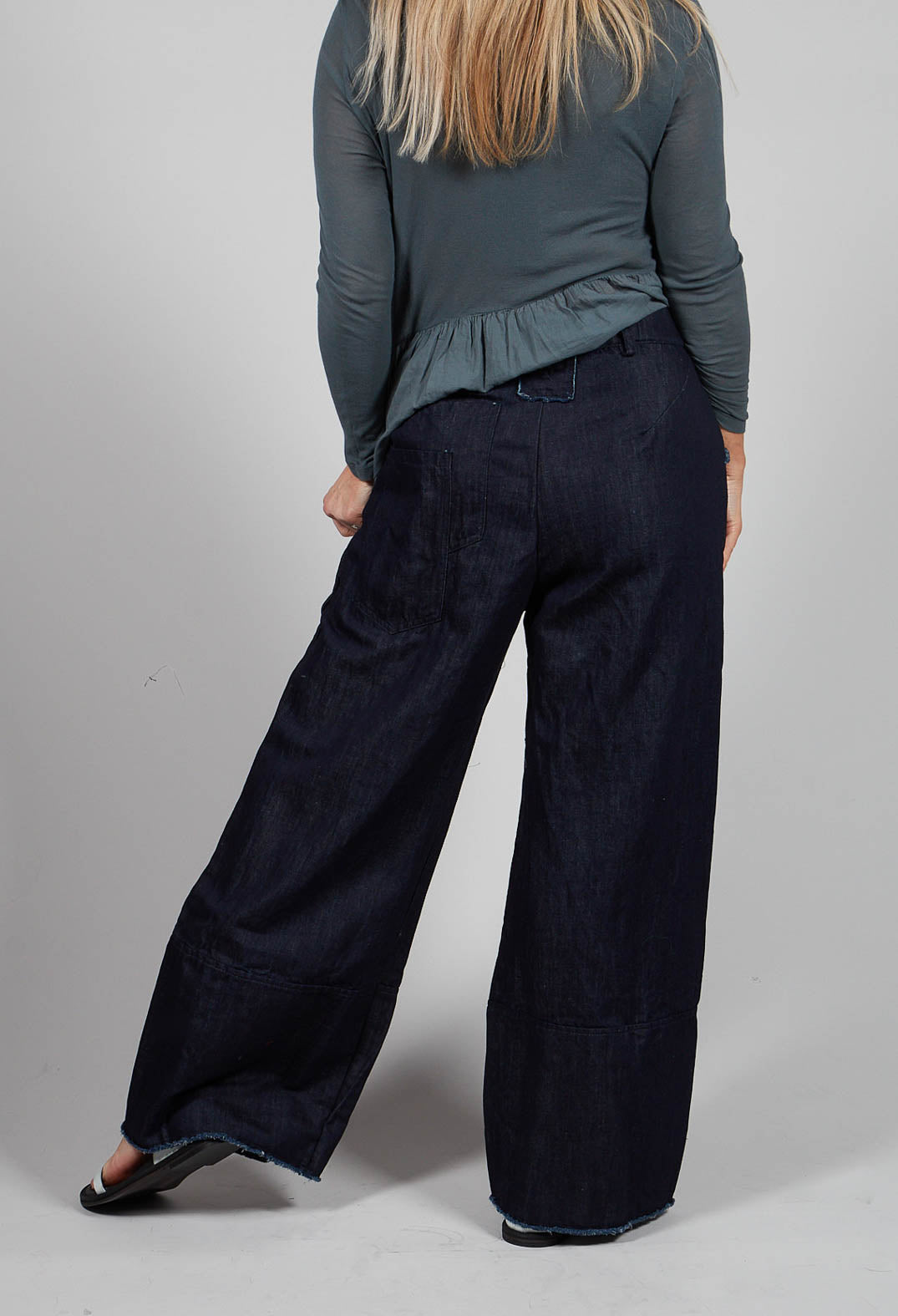 High-Waisted Trousers in Denim