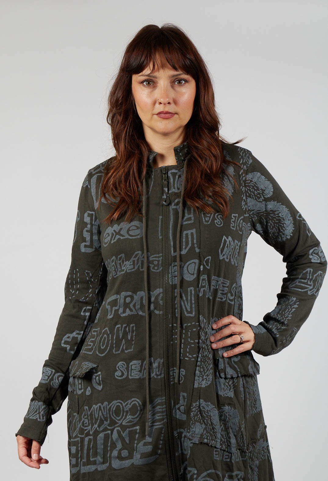 Hooded Jersey Coat in Jungle Shiny Print