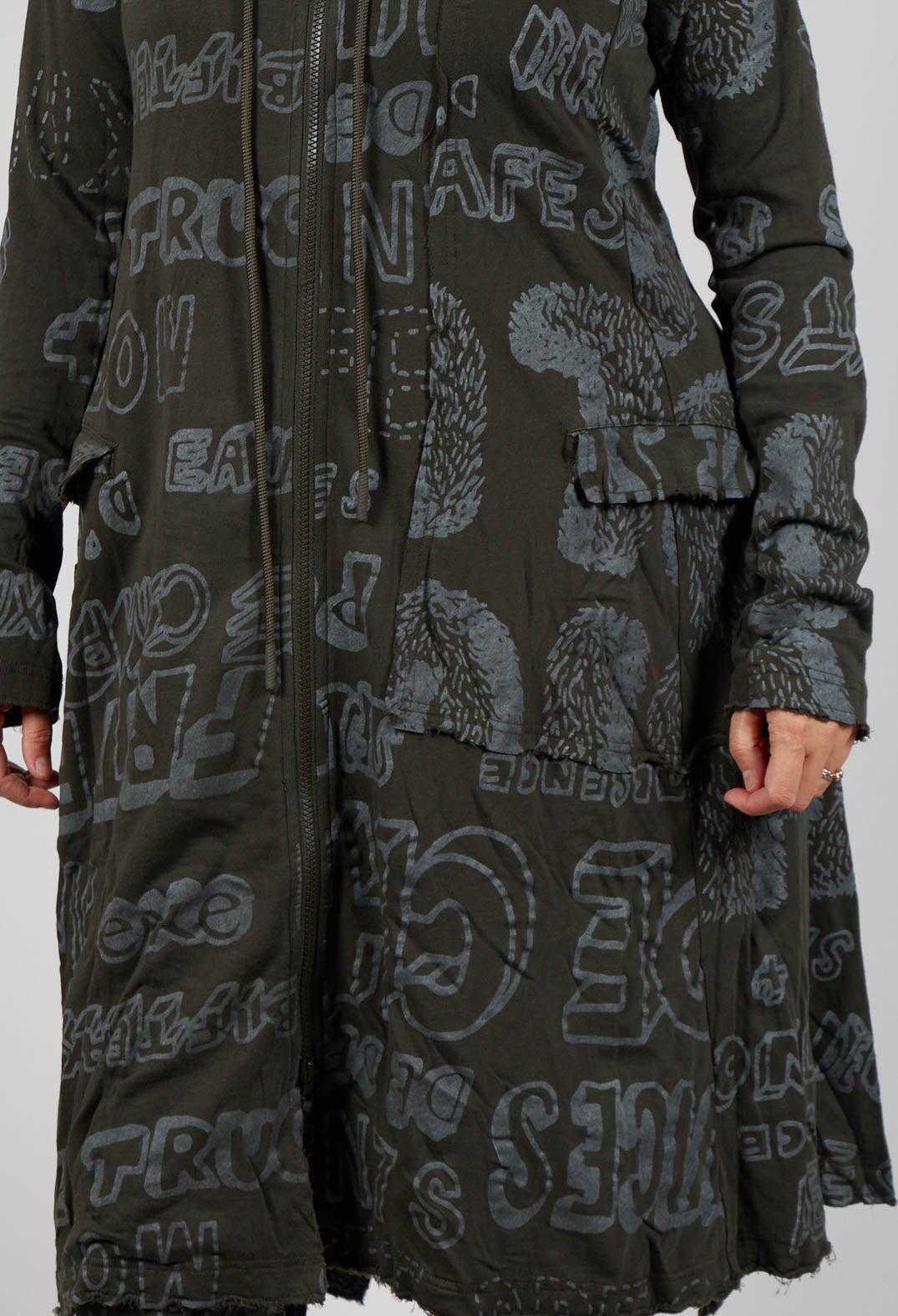 Hooded Jersey Coat in Jungle Shiny Print