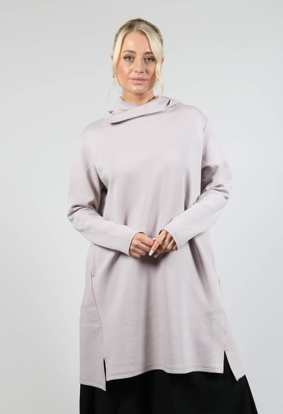 Hooded Jersey Dress in Beige