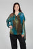 Hooded Silk Shirt in Petrol Print