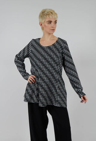 Spotty Jacquard Flared Tunic with Pockets in Silver