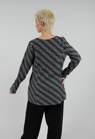 Spotty Jacquard Flared Tunic with Pockets in Silver