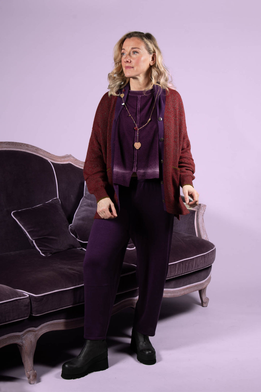 Fine Knit Jumper in Purple