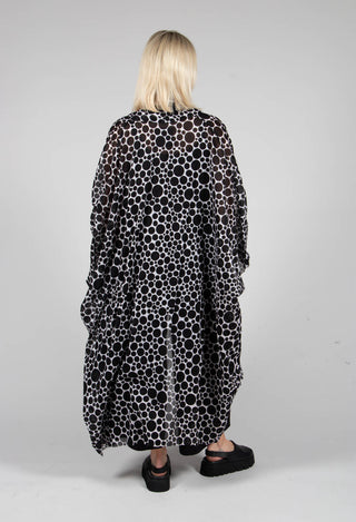 Sheer Batwing Coat in White with Black Pois