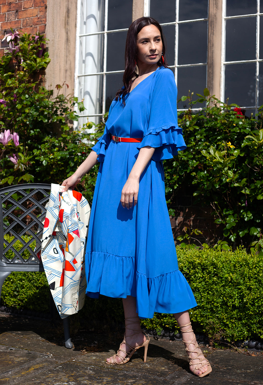 Beatrice B Dress with Contrasting Belt in Supersonic Blue