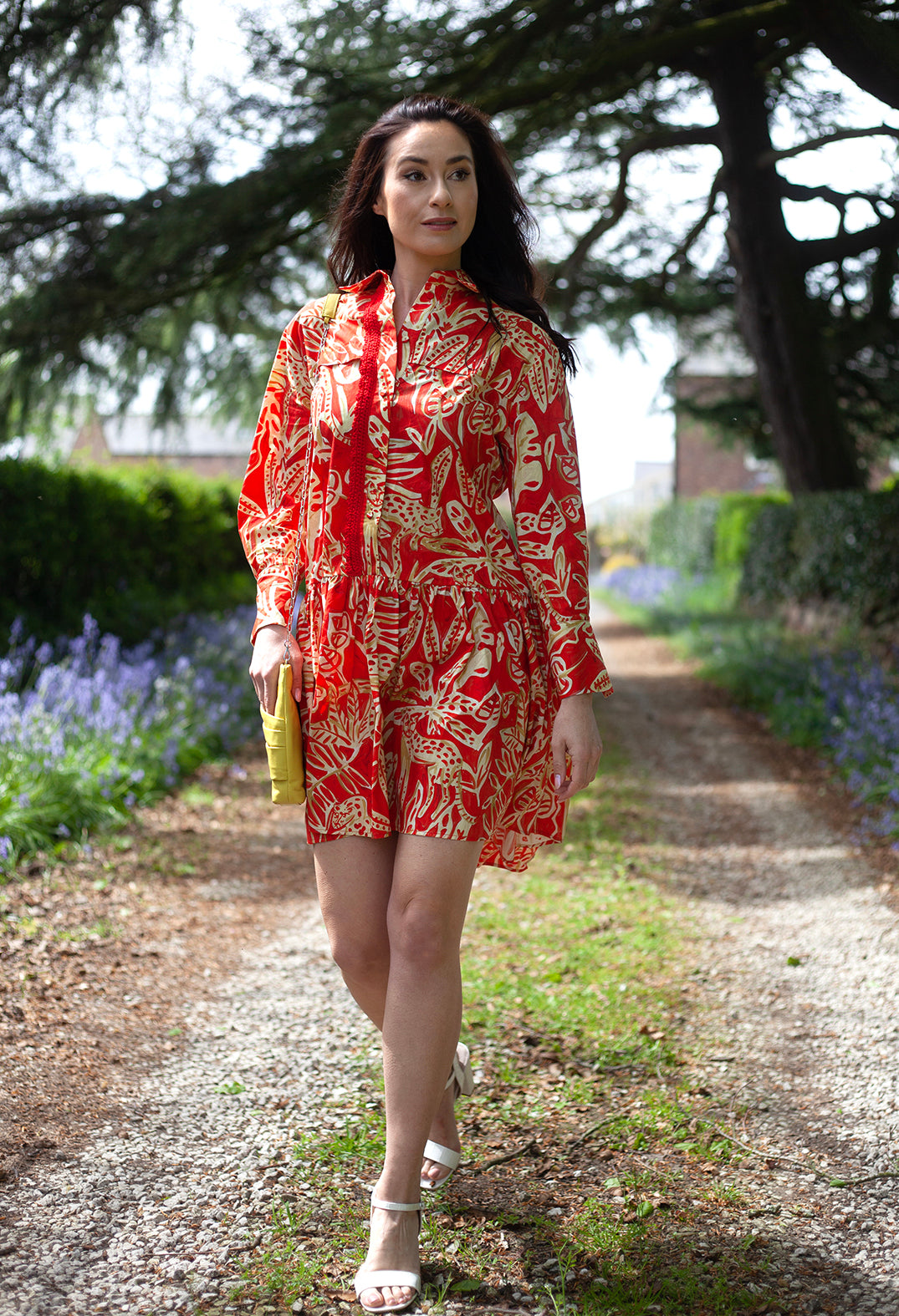 shirt dress in leo print with long sleeves