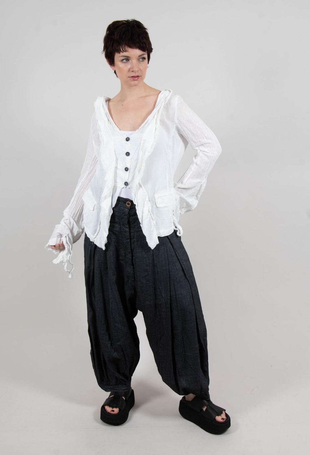Balloon Leg Trousers in Sky Paper -2110147