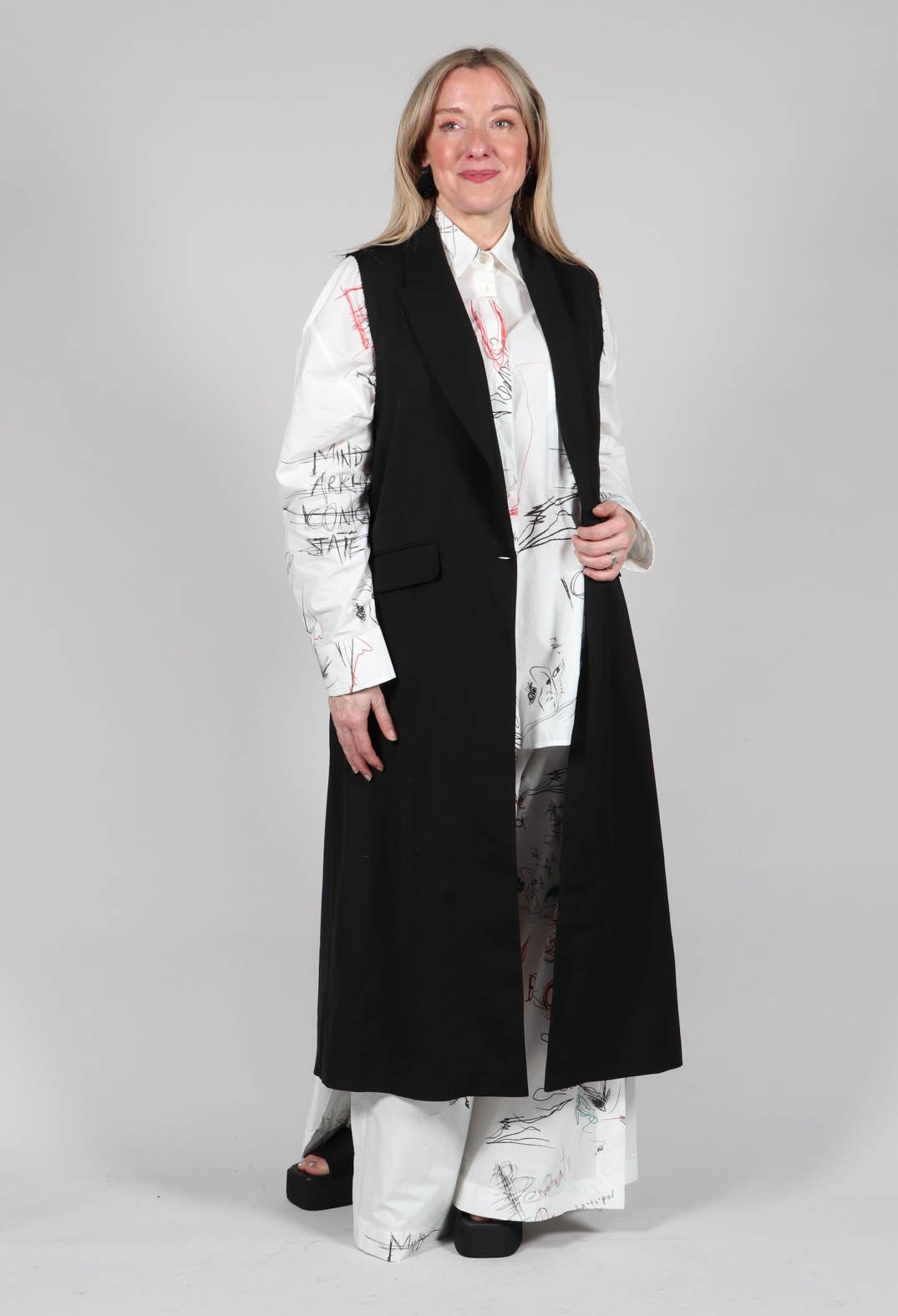 Longline Waistcoat in Black