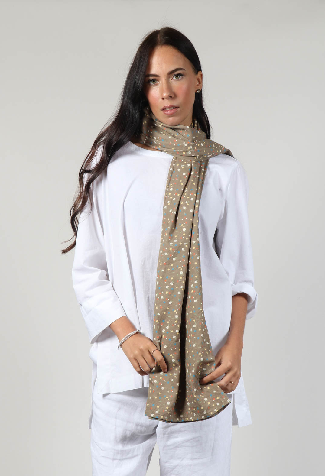 Ilona Shawl in Brown Flower Print