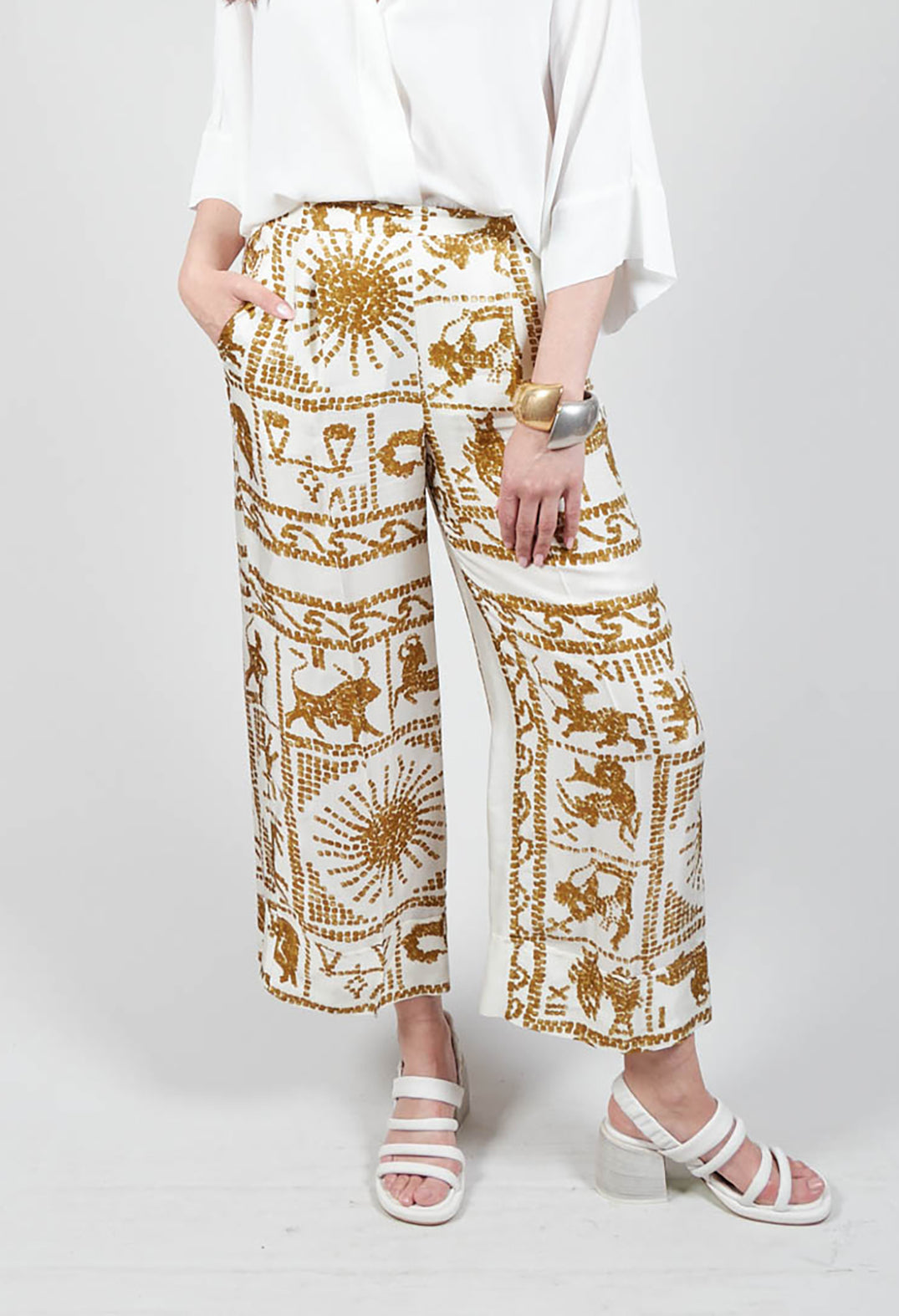 Beatrice B wide leg trousers in zodiac print
