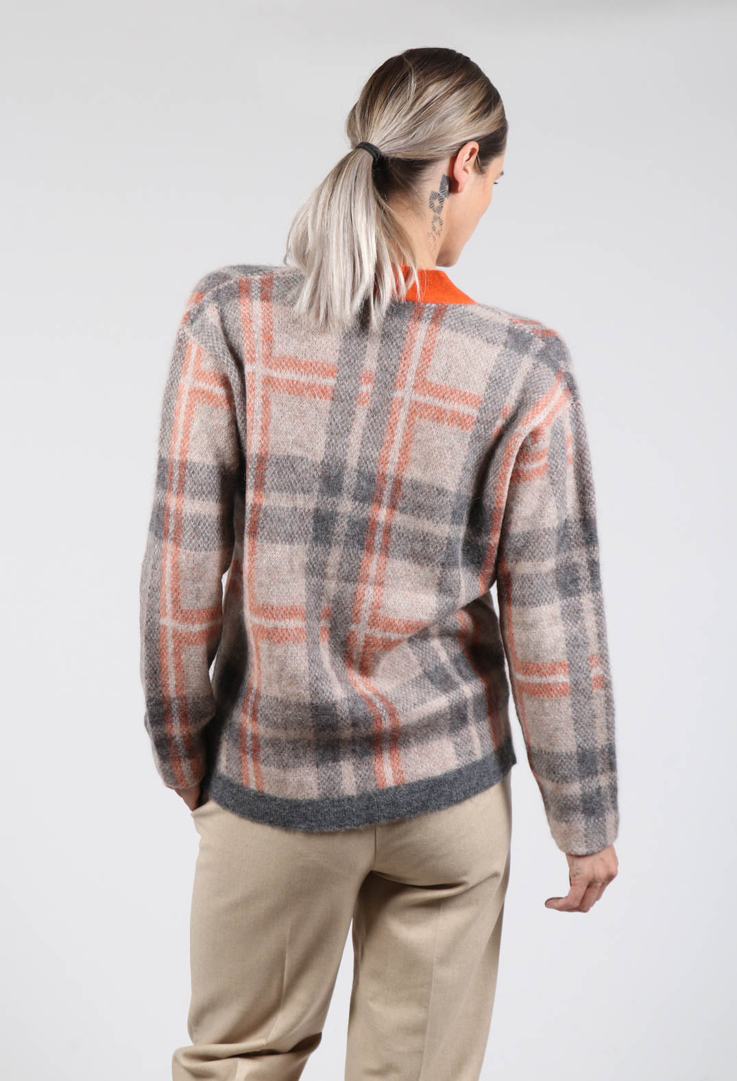 Ingrid Cardigan in Orange and Beige