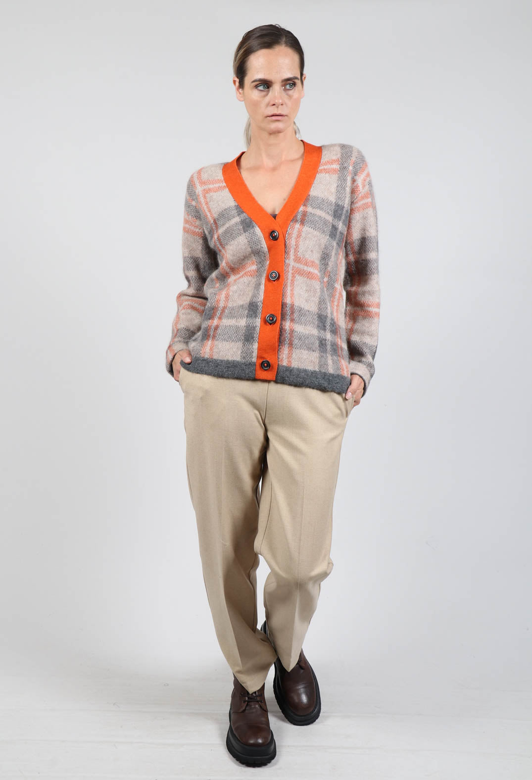 Ingrid Cardigan in Orange and Beige