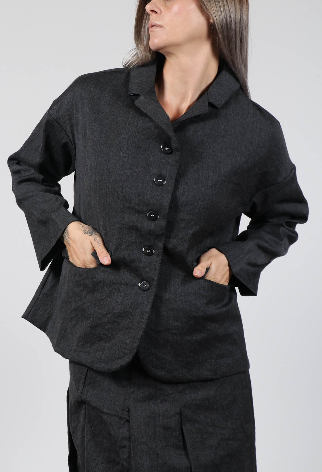 Inox Loose Blazer in Slate