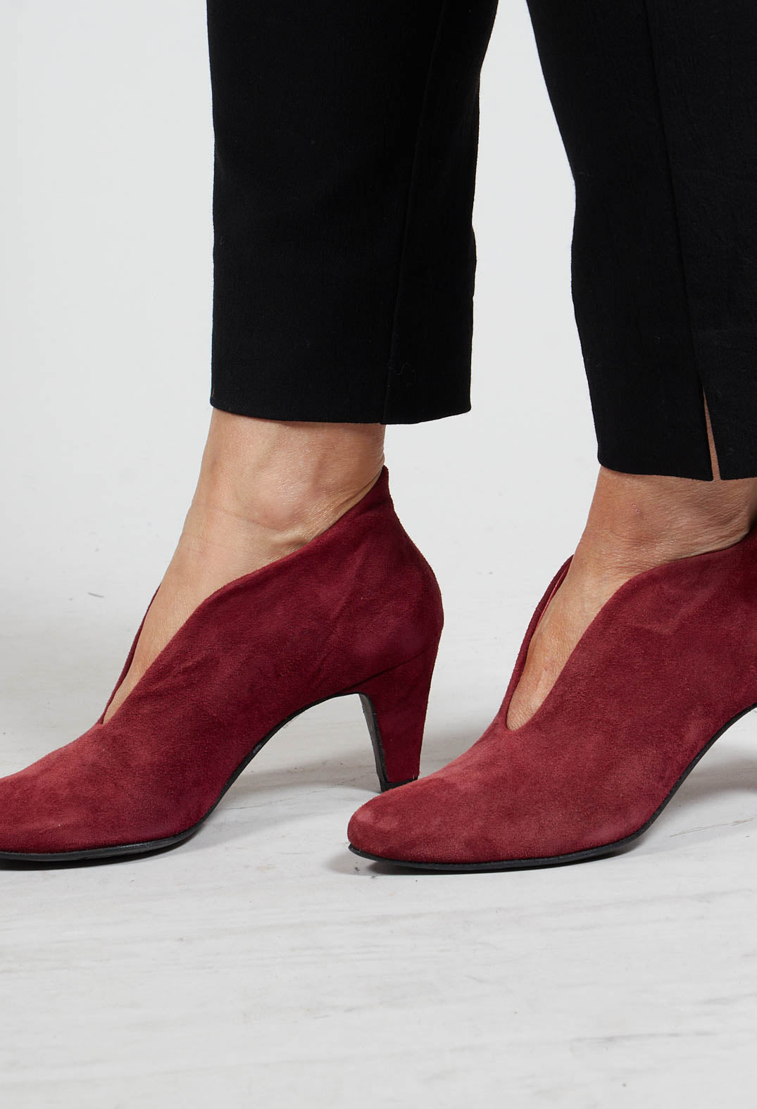 Lenja Heel in Ruby Goat Suede