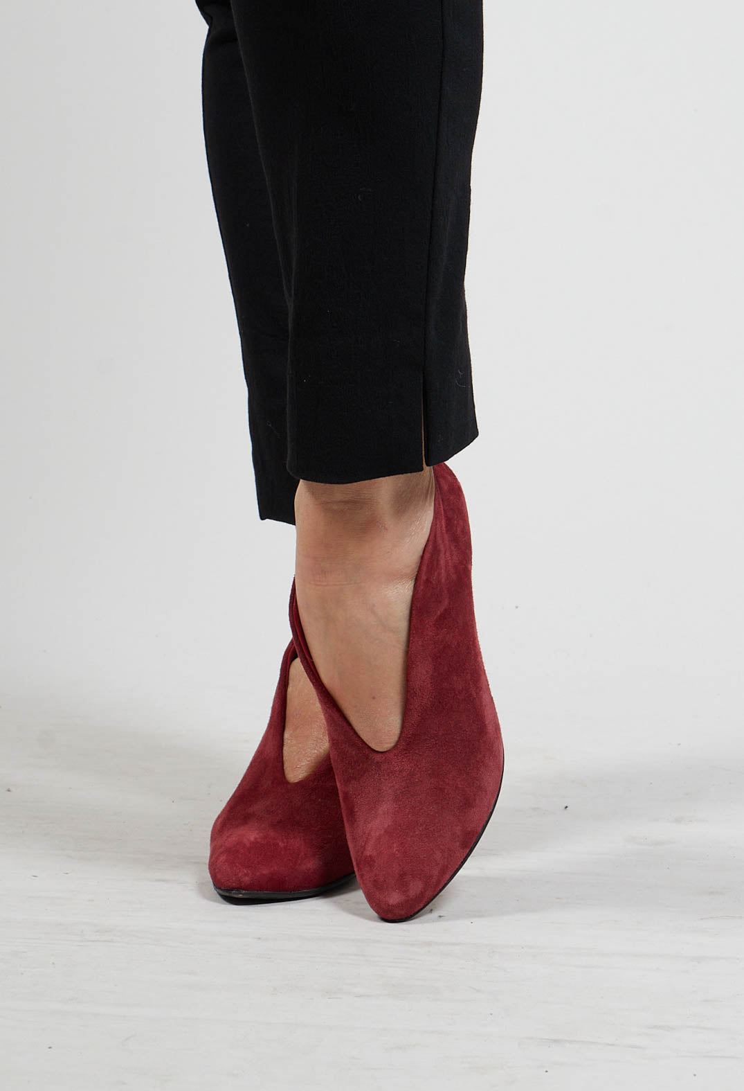 Lenja Heel in Ruby Goat Suede