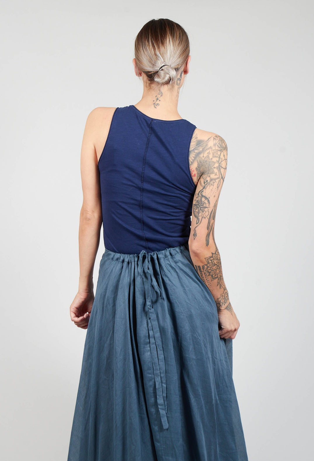 Vest Top with High Low Hem in Cobalt