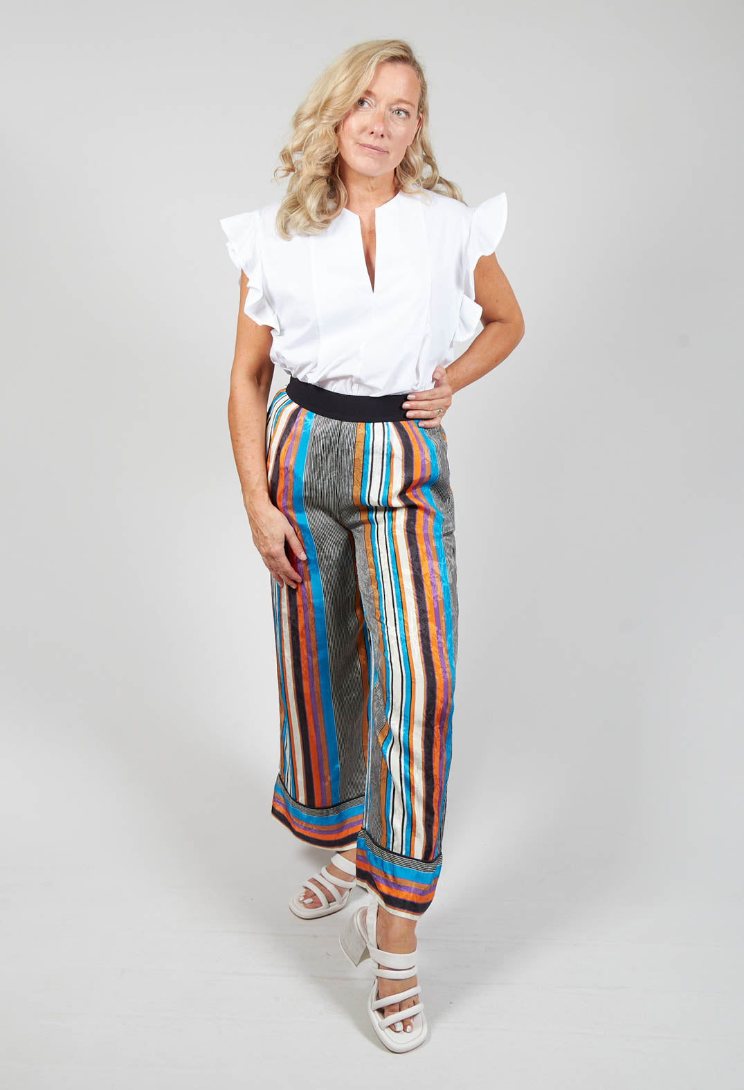 multicolour wide leg trousers