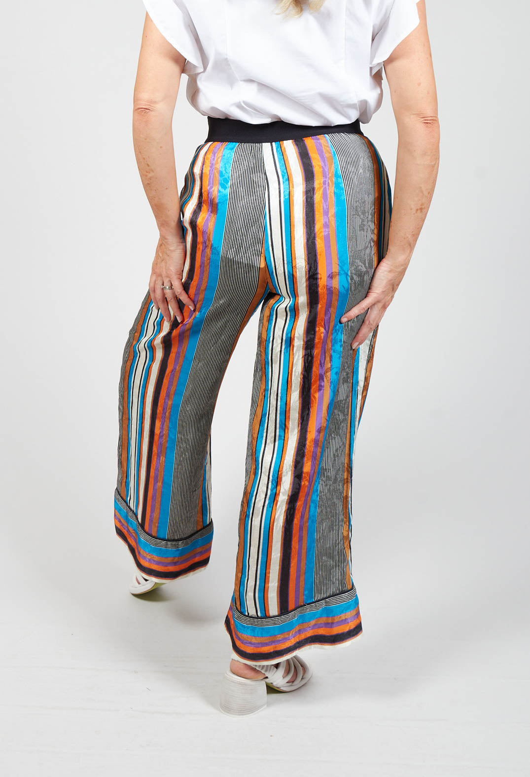 striped wide leg multicolour trousers