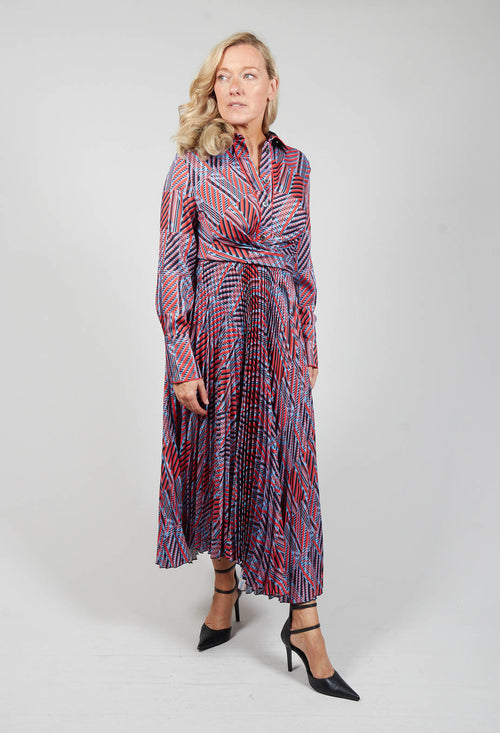 Printed Maxi Dress in Red / Blue