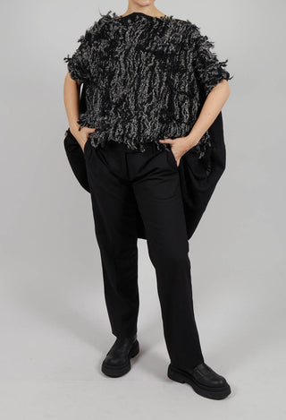 Straight Leg Trousers with Zip Fastening in Black