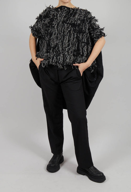 Straight Leg Trousers with Zip Fastening in Black