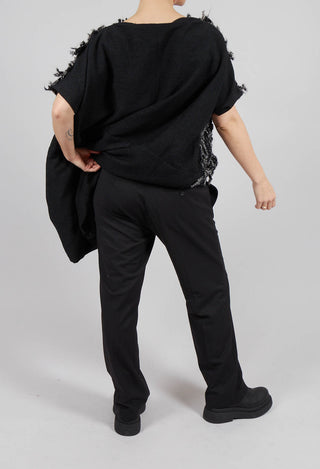 Straight Leg Trousers with Zip Fastening in Black