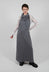 Long Backless Woven Dress with Collar in Stone