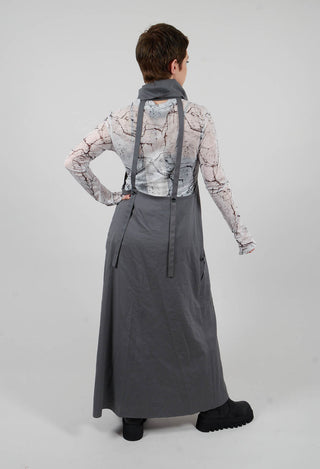 Long Backless Woven Dress with Collar in Stone