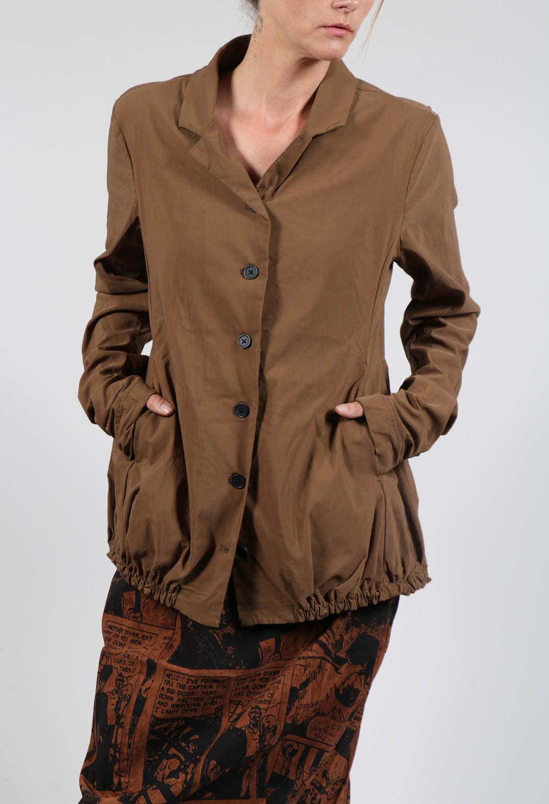 Jacket with Gathered Hem in Bronze