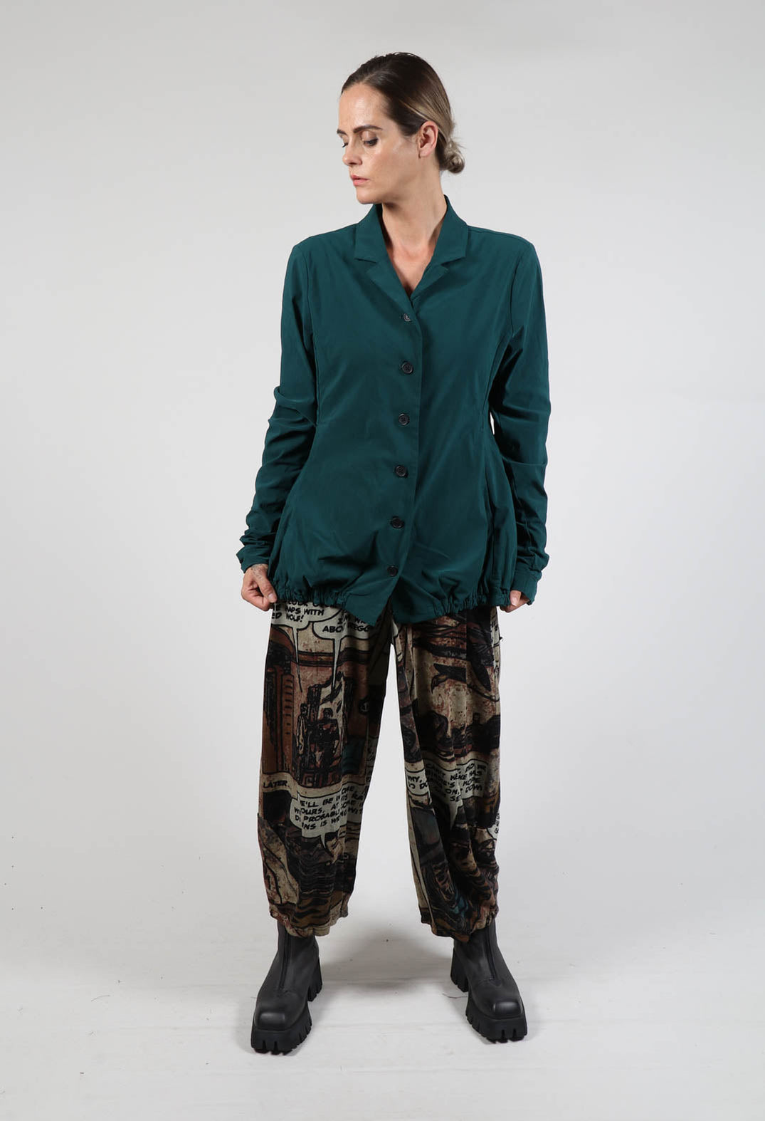 Jacket with Gathered Hem in Forest