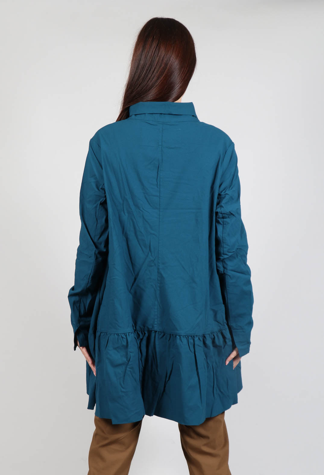 Jacket with High Low Peplum Hem in Ink