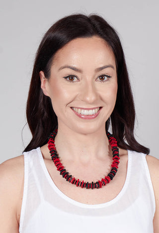Jagged Ceramics Necklace in Red Black