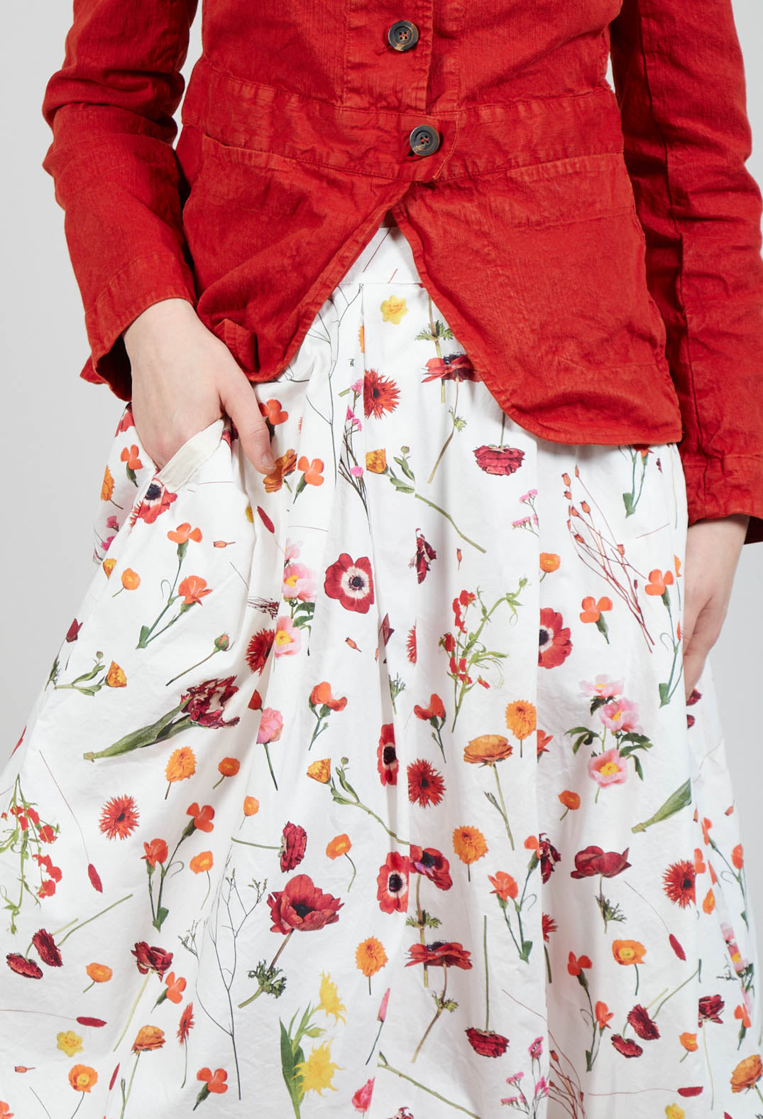 Jamila Skirt in Red Flower Print