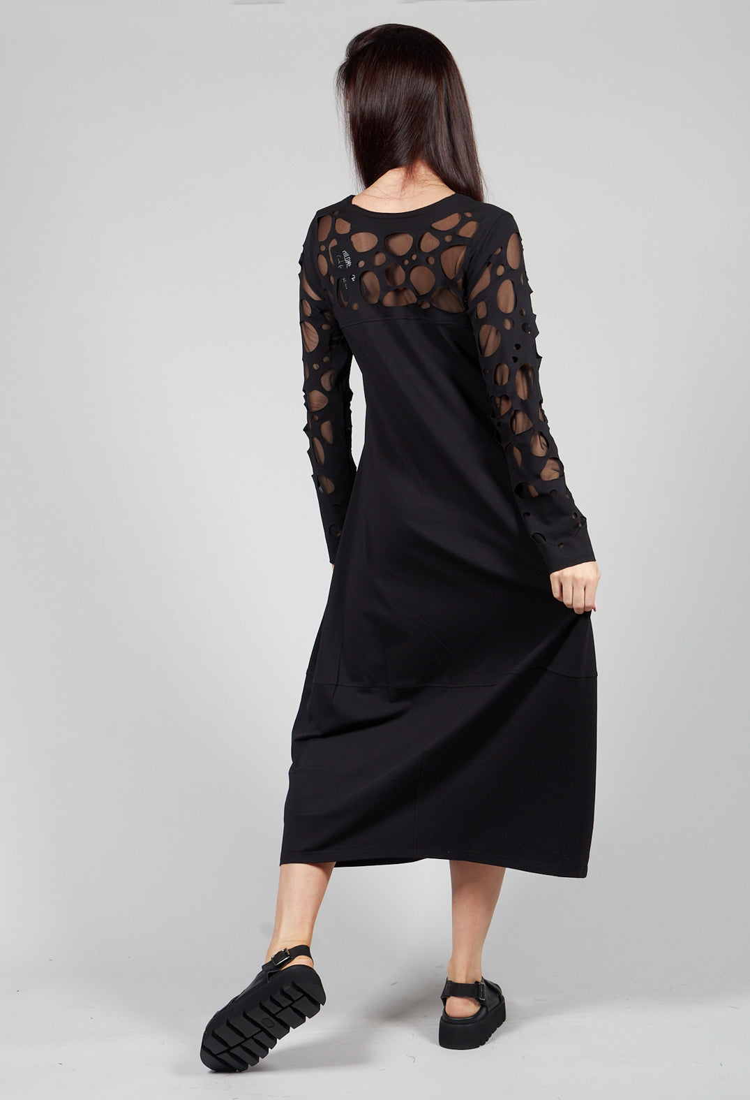 Jersey Dress with Cut Out Hole Design in Black